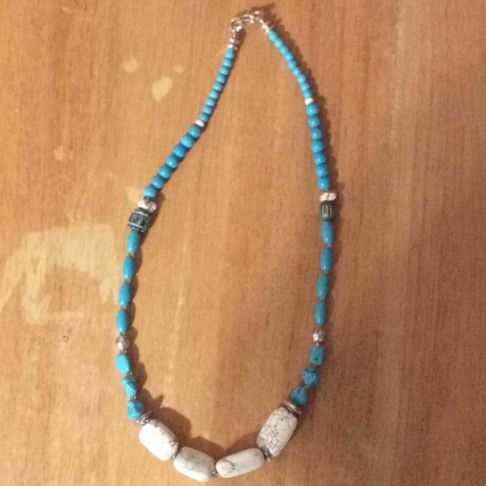 Handmade turquoise beaded necklace